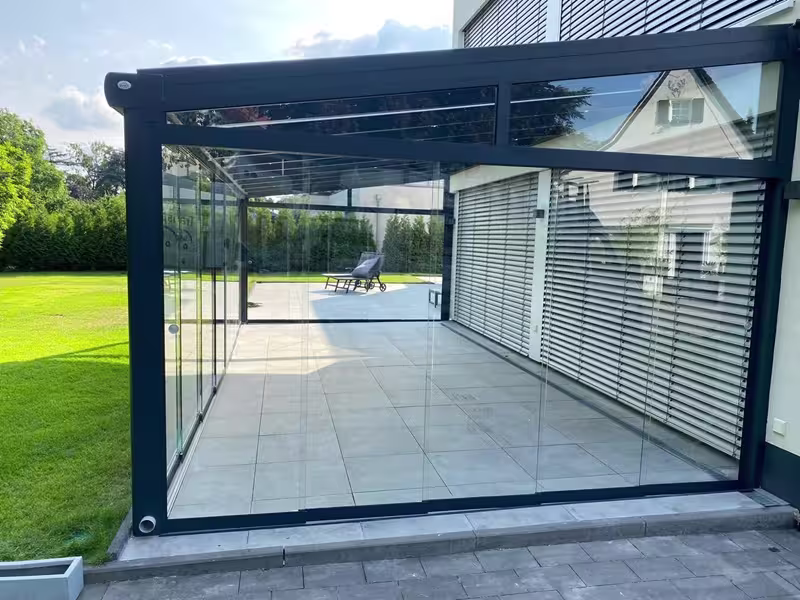 Terrassenüberdachung mit Schiebeelemente in Krefeld