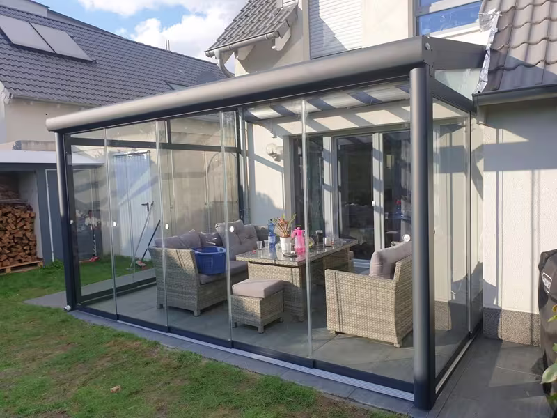 Terrassenüberdachung mit Schiebeelemente in Krefeld